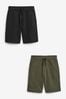 2PK Black/Khaki 2 Pack Basic Jersey Shorts fringed (3-16yrs), 2 Pack