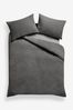 Charcoal Grey Teddy Borg Fleece Duvet Cover And Pillowcase Set