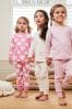 Pink/Weiß - Pyjamas mit Herz-, Punkte- und Sternmuster im 3er-Pack (9 Monate bis 12 Jahre)