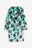 Turquoise Blue Animal Print Fleece Dressing Gown (5-16yrs)