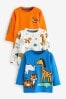 Blue/Orange Safari Animals Long Sleeve Character T-Shirts 3 Pack (3mths-7yrs)
