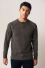 Neutral Brown Long Sleeve Grandad Collar T-Shirt