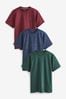 Navy Blue/Burgundy Red/Green Stag Marl T-Shirts 3 Pack