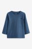 Mid Blue Long Sleeve Plain T-Shirt (3mths-7yrs)