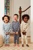 Blue Dinosaur Print Long Sleeve 100% Cotton Pyjamas 3 Pack (9mths-8yrs)
