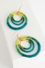 Green Matte Sequin Circle Drop Earrings