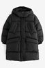Black Shower Resistant Double Stitch Padded Coat (3-16yrs)