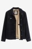 Navy Blue Borg Lined Corduroy Worker Jacket