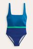 Boden Blue Square Neck Swimsuit