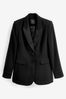 Black Tailored Crepe Single Breasted Blazer, Regular