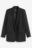 Black Relaxed Fit Single Breasted Blazer, Regular