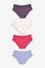 Pink/Purple/Cream Short Cotton and Lace Knickers 4 Pack