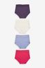 Rosa/Violett/Creme​​​​​​​ - Voll bedeckende Slips aus Baumwolle und Spitze im 4er-Pack