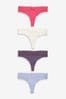 Rosa/Violett/Creme​​​​​​​ - Cotton and Lace Knickers 4 Pack, Thong