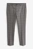 Charcoal Grey Slim Trimmed Check Trousers, Slim