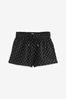 Black Foil Print 100% Cotton Crinkle Shorts