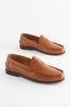 Tan Brown Wide Fit Leather Penny Loafers, Wide Fit