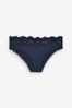 Navy Blue Brazilian Lace Top Rib Knickers