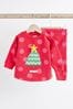 Rot mit Weihnachtsbaummotiv - 2-teiliges Baby-Set mit Sweatshirt und Leggings (0 Monate bis 2 Jahre)