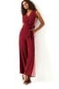 Berry Red Panel Detail Belted Jumpsuit