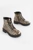Leopard Print Standard Fit (F) Warm Lined Lace-Up Boots