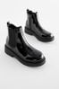 Black Patent Standard Fit (F) Chunky Chelsea Boots