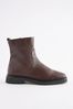 Chocolate Brown Forever Comfort® Leather Square Toe Ankle Boots