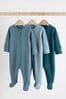 Petrol Blue 3 Pack Cotton Baby Sleepsuits (0-2yrs)