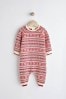Red Fairisle Pattern Knitted Baby Romper (0mths-2yrs)