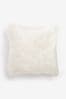 Ivory White Long Faux Fur 43 x 43cm Cushion, 43 x 43cm