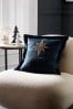Navy Blue Embellished Christmas Star Cushion