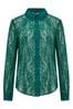 Pour Moi Green Forest Clara Lace Button Front Long Sleeve Shirt