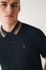 Navy Blue/Tan Brown Short Sleeve Tipped Regular Fit Polo Shirt