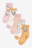 Pink and Yellow 5 Pack Cotton Rich Panda Character Ankle Socks