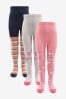 Blue, Pink and Grey 3 Pack Cotton Rich Unicorn Tights