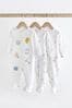 White Delicate Appliqué Baby Sleepsuits 3 Pack (0-2yrs)