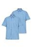 Trutex Jungen Blau Bügelfreie Kurzarm-Schulhemden 2 Packung