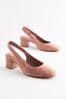 Pink Regular/Wide Fit Forever Comfort® Leather Slingback Low Block Heels