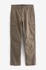 Pebble Grey Straight Cotton Stretch Cargo Trousers, Straight