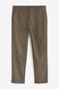 Mushroom Brown Straight Stretch Chino Trousers, Straight Fit