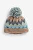 Neutral Green Baby Knitted Pom Hat (0mths-2yrs)