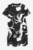 Monochrom - Kurzärmeliges T-Shirt-Kleid mit Rundhalsausschnitt, Regular