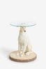 Natural Whippet Dog Glass Resin Side Table