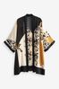 Animal Print Spliced Longline Kimono