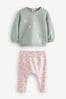 Mint Green Floral Baby Cosy Sweater And Leggings 2 Piece Set