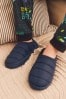 Navy Blue Thinsulate™ Lined Quilted Mule Slippers