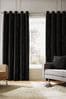 Black Hyperion Selene Luxury Chenille Weighted Thermal Lined Eyelet Curtains