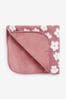 Pink Flower Baby Teddy Borg Fleece Blanket