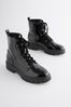 Black Textured Patent Regular/Wide Fit Forever Comfort® Lace-Up Boots, Regular/Wide Fit