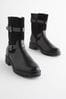 Black Regular/Wide Fit Forever Comfort® Buckle Biker Boots, Regular/Wide Fit
